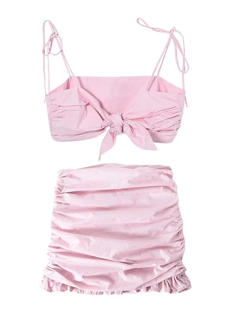 Candy Dream Two Piece Pink Set Top and Skirt - VYEN
