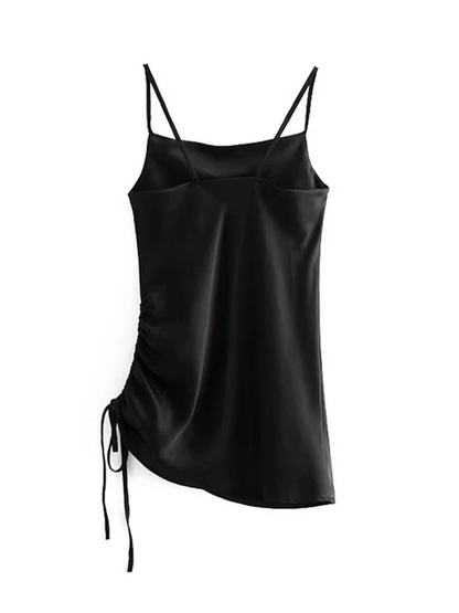 Irresistible Me Satin Mini Dress in Black | VYEN