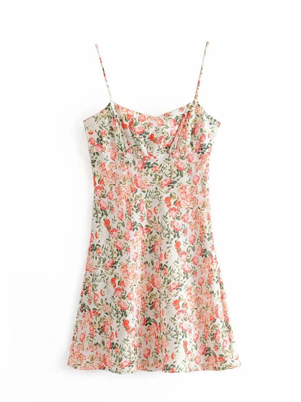 Prairie Floral Satin Mini Dress | VYEN 