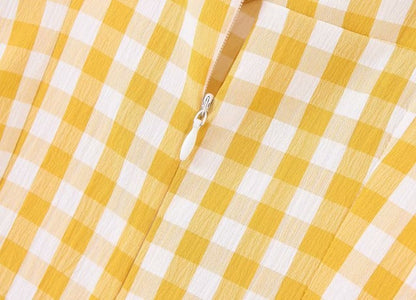 Bridgette Yellow Plaid Dress - VYEN